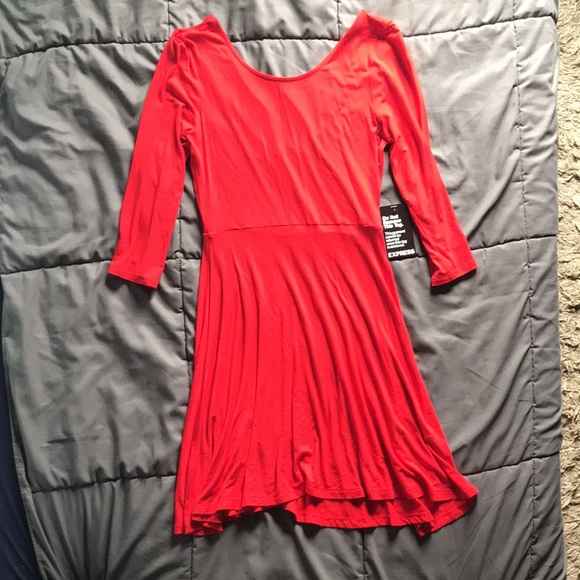 EXPRESS small/petite red mini dress with 3 quarter sleeve .Brand New with tags. - Picture 1 of 8